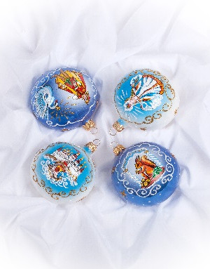 Набор стеклянных шаров Сказки Пушкина 4 шт., 75 мм., Ёлочка (С1596)