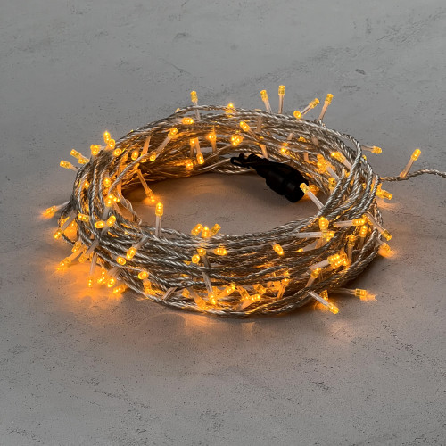 Светодиодная гирлянда с возможностью динамики 20 м., 200 желтых LED ламп, 24V., прозрачный силиконовый провод, IP65, Beauty Led (EST200-3W10-1Y)