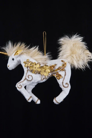 Винтажное украшение Сказочный Единорог 15х28 см., золото, Christmas DeLuxe (89018)