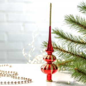 С2329/1 Елочная макушка Капель 25,5 см, красный, Ёлочка