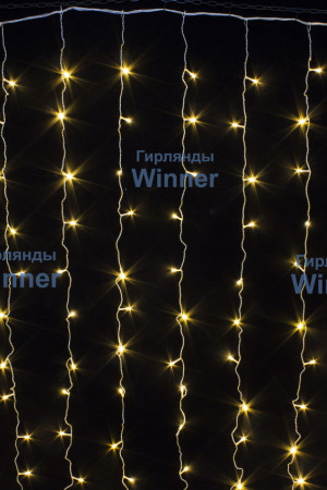 Занавес с мерцающим диодом 1.5*1.5 м., 220V, 160 теплых белых LED ламп, соединяемый, прозрачный провод, Winner (ww.03.5T.160+)