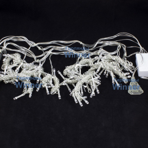 Занавес с мерцающим диодом 1.5*1.5 м., 220V, 160 теплых белых LED ламп, соединяемый, прозрачный провод, Winner (ww.03.5T.160+)