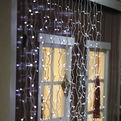 Светодиодный мерцающий облегченный занавес 2*3 м, 220V., 600 холодных белых LED ламп, прозрачный ПВХ, Beauty Led (PCL600NOTBL-10-2W)