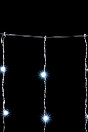 Светодиодный мерцающий облегченный занавес 2*3 м, 220V., 600 холодных белых LED ламп, прозрачный ПВХ, Beauty Led (PCL600NOTBL-10-2W)