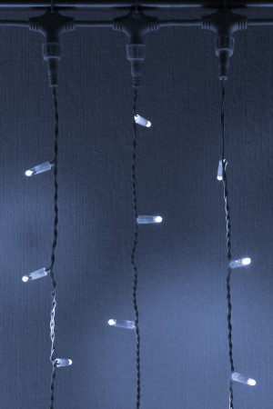 Светодиодный занавес 600 холодных белых LED ламп, 2*3 м., мерцание, белый провод ПВХ, Teamprof (TPF-C2*3F-CW/W)