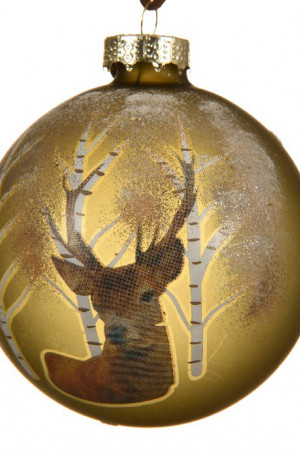 Набор стеклянных шаров Лесной Олень 80 мм., коричневый, 3 шт., Kaemingk (060197/2)