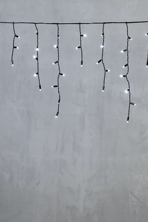  Светодиодная бахрома с колпачком 3,1*0,5 м., 120 холодных белых LED ламп, черный провод ПВХ, IP65, LTC (PIL120CAP-11-2W) 