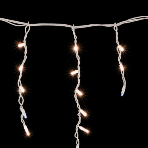 Светодиодная бахрома с колпачком 3,1*0,5 м., 120 экстра теплых белых LED ламп, мерцание, каучуковый белый провод, LTC (LL120BLW-8-2EWW)