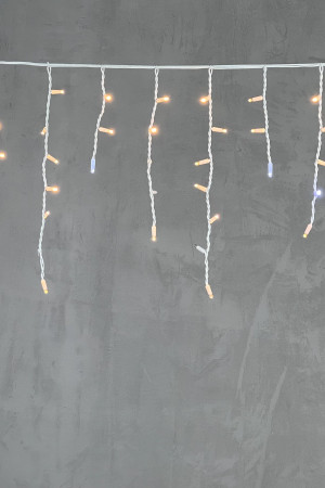 Светодиодная бахрома с колпачком 3,1*0,5 м., 120 экстра теплых белых LED ламп, мерцание, каучуковый белый провод, LTC (LL120BLW-8-2EWW)