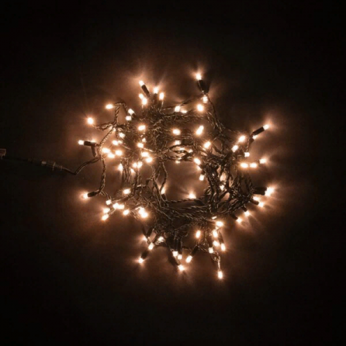 Светодиодная гирлянда с колпачком 100 экстра теплых белых LED ламп 10 м., 24В., черный провод ПВХ, IP65, LTC (PST100CAP-11-1EWW)