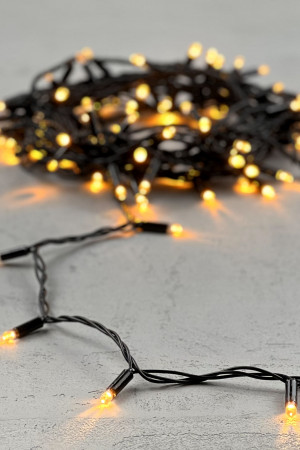 Светодиодная гирлянда с колпачком 100 экстра теплых белых LED ламп 10 м., 24В., черный провод ПВХ, IP65, LTC (PST100CAP-11-1EWW)