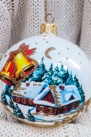 КУ-80-214165 Стеклянный шар Город на Рождество 80 мм., Коломеев