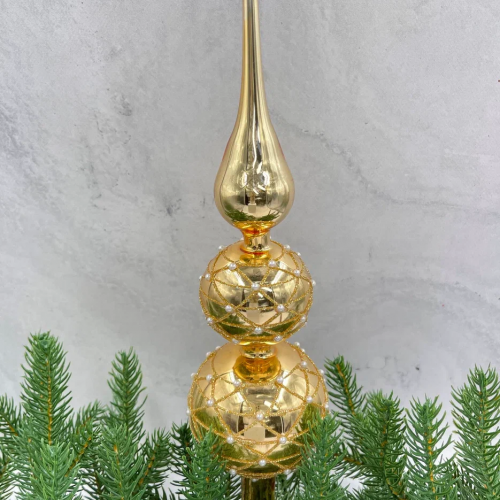 Елочная стеклянная макушка Золотая россыпь 31 см., золото, Christmas DeLuxe (13169)