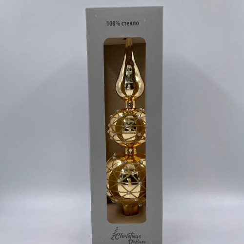 Елочная стеклянная макушка Золотая россыпь 31 см., золото, Christmas DeLuxe (13169)
