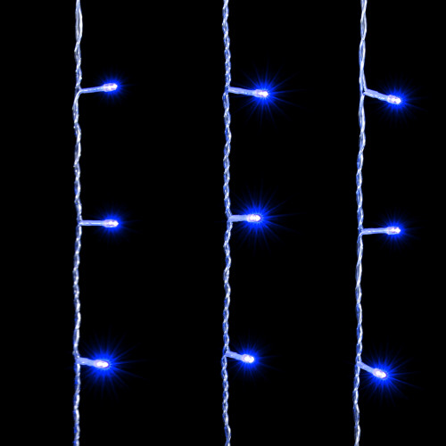  Светодиодный занавес 1*9 м., 900 синих LED ламп, прозрачный провод ПВХ, LTC (PCL901-10-2B)