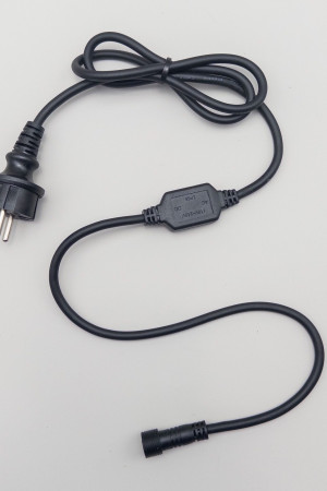 Кабель питания 1,5 м. с выпрямителем для каучуковых и ПВХ нитей 220В., провод черный Каучук, IP65, LTC (LLC-1-3A)