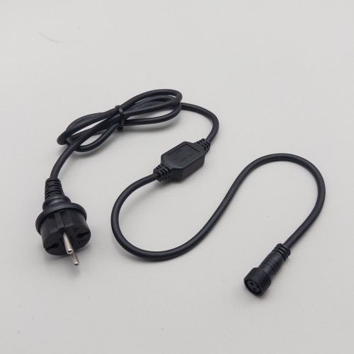 Кабель питания 1,5 м. с выпрямителем для каучуковых и ПВХ нитей 220В., провод черный Каучук, IP65, LTC (LLC-1-3A)