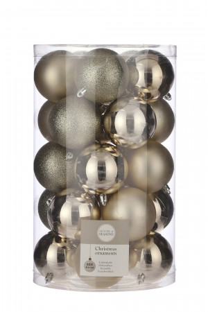 Набор пластиковых шаров Рокси 80 мм., 25 шт., шампань, House of seasons (84710) 