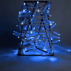 Светодиодная гирлянда нить 10 м, 24В, белая резина 2,3 мм, мерцание, синяя, TeamProf (TPF-S10CF-24V-SRW/B)