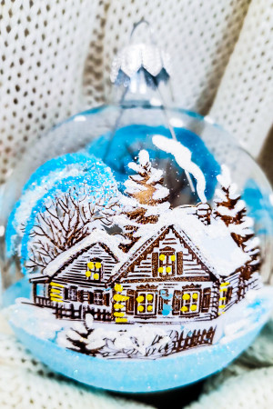 Стеклянный шар Воздушный пейзаж 80 мм., в подарочной упаковке, Коломеев(КУ-80-214005)