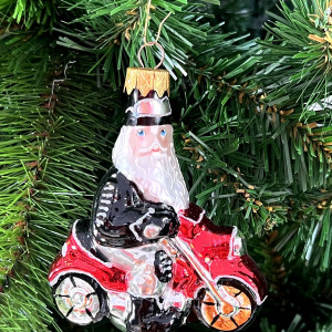 Елочное украшение Дед Мороз-байкер, стекло, 1 шт., Витус (А317)