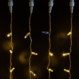 Светодиодный занавес 600 теплых белых LED ламп, 2*3 м., мерцание, прозрачный провод ПВХ, Teamprof (TPF-C2*3F-CT/WW)