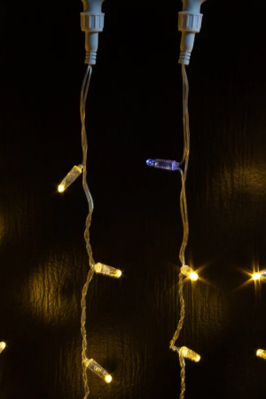 Светодиодный занавес 600 теплых белых LED ламп, 2*3 м., мерцание, прозрачный провод ПВХ, Teamprof (TPF-C2*3F-CT/WW)