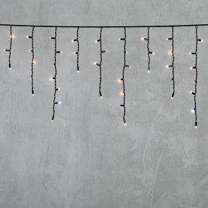 Светодиодная бахрома с колпачком 3,1*0,5 м., 120 экстра теплых белых LED ламп, мерцание, каучуковый черный провод, LTC (LL120BLW-1-2EWW)