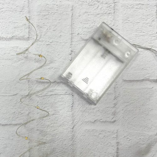 Гирлянда Роса на батарейках 30 теплых белых ламп, 290 см., серебряный провод, Christmas DeLuxe (87408)