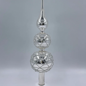 Елочная стеклянная макушка Снежные узоры 31 см., серебро, Christmas DeLuxe (13171) 