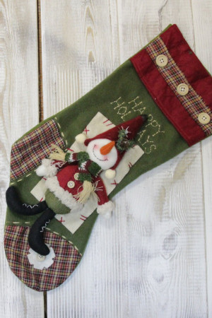 Новогодний чулок Привет от снеговика 50 см. (ADA1320040B)