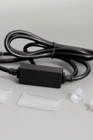 Комплект подключения для 2-х проводного дюралайта, с вилкой, 1,5А, черный, Teamprof (TPF-220AC/DC-2-1.5A-B)