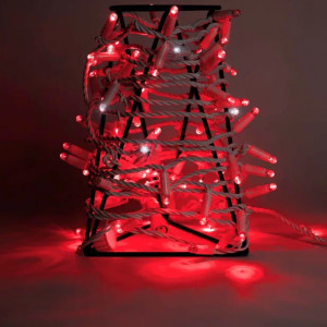 Светодиодная гирлянда нить 10 м, 24В, белая резина 2,3 мм, мерцание, красная, TeamProf (TPF-S10CF-24V-SRW/R)