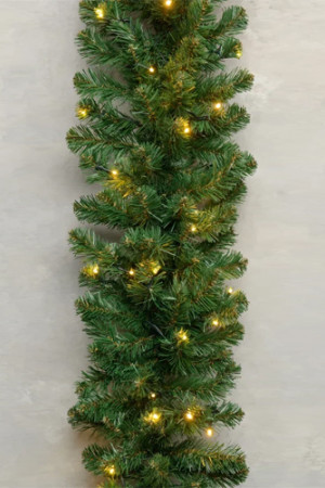 Хвойная гирлянда Звездная 270*30 см., 60 теплых-белых LED ламп, ПВХ, ЕлкиТорг (23056)