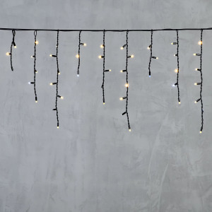 Светодиодная бахрома с колпачком 3,1*0,5 м., 120 теплых белых LED ламп, мерцание, каучуковый черный провод, LTC (LL120BLW-1-2WW)