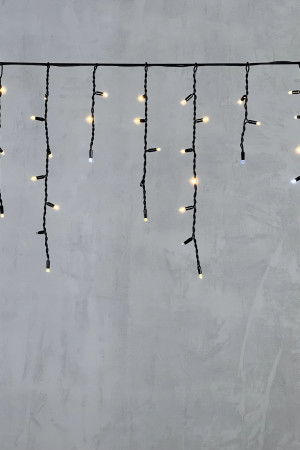 Светодиодная бахрома с колпачком 3,1*0,5 м., 120 теплых белых LED ламп, мерцание, каучуковый черный провод, LTC (LL120BLW-1-2WW)