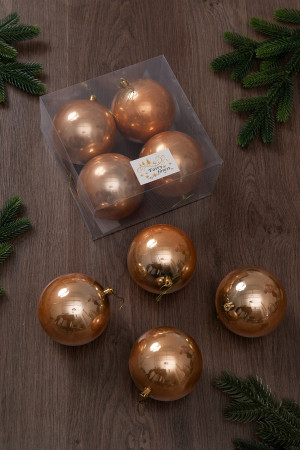 Набор пластиковых шаров Глория 100 мм., оранжевый перламутр, 4 шт., ЕлкиТорг (150411)