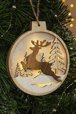 Ёлочная игрушка Бегущий олень 13*1 см., от батареек, свечение тёплое белое, Luazon Lighting (4364317)