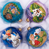 Набор стеклянных шаров Гуси-лебеди 4 шт., 85 мм., Ёлочка (С2200)