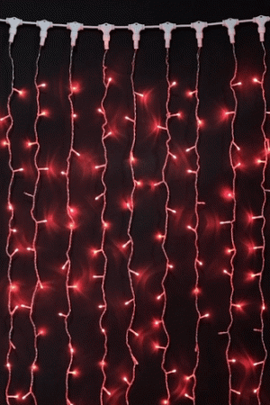 Светодиодный мерцающий занавес 2*3 м, 220V., 600 красных LED ламп, прозрачный ПВХ, Beauty Led (PCL602BL-10-2R)