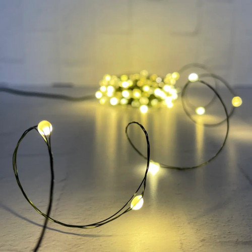 Гирлянда Капли 100 теплых белых макро ламп, 1000 см., 8 режимов, зеленый провод, Christmas DeLuxe (87632)