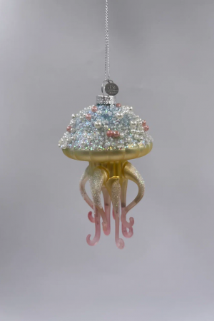 Елочное стеклянное украшение Медуза голубая 10 см., Christmas DeLuxe (87903)