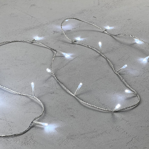 Светодиодная гирлянда 20 м., 200 холодных белых LED ламп, 24V., прозрачный силиконовый провод, IP65, Beauty Led (EST200-10-1W)