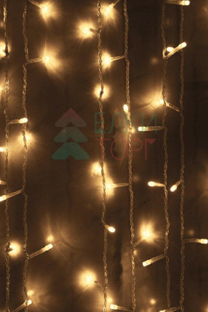 Светодиодный мерцающий занавес 1*6 м, 220V., 600 теплых белых LED ламп, прозрачный ПВХ, Beauty Led (PCL601BL-10-2WW)