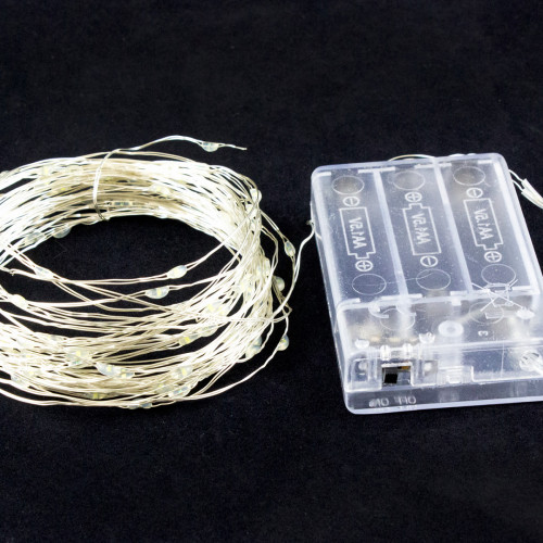 Светодиодная нить Роса 10 м., 100 холодных белых LED ламп, прозрачный провод, Winner (w.01.4T.100-)