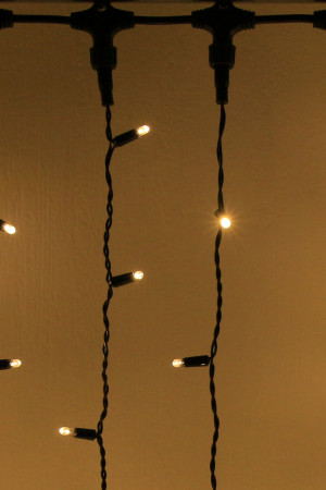 Светодиодный занавес 1000 теплых белых LED ламп, 2*6 м., статика, черный провод ПВХ, Teamprof (TPF-C2*6-CB/WW)