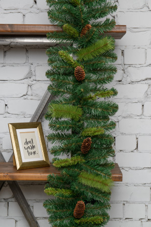 Хвойная гирлянда Байкальская с шишками 270 см., Леска+ПВХ, ЕлкиТорг (23048)