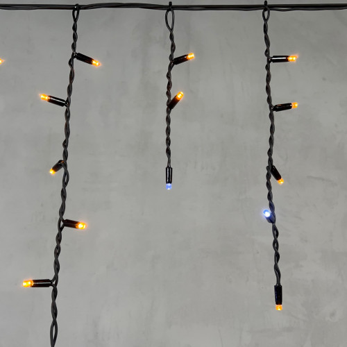 Светодиодная бахрома с колпачком 3,1*0,5 м., 120 желтых белых LED ламп, мерцание, каучуковый черный провод, LTC (LL120BLW-1-2Y)