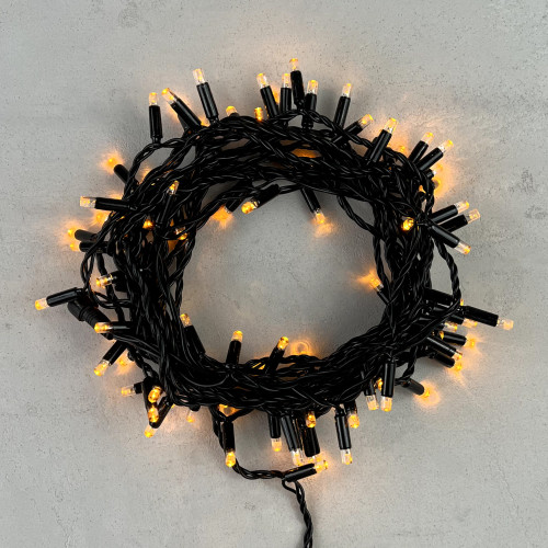 Светодиодная гирлянда с колпачком 100 желтых LED ламп 10 м., 24В., черный провод ПВХ, IP65, LTC (PST100CAP-11-1Y)