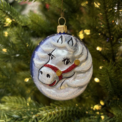 Ёлочное украшение Лошадка 90 мм., синий, стекло, Ёлочка (С1151/3)